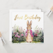 Peter das Kaninchen 1. Geburtstag Karte (Vorderseite/Rückseite Beispiel)