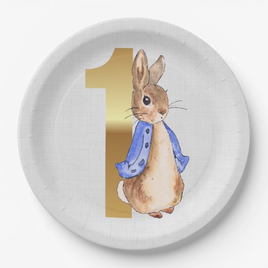Peter das Kaninchen 1. Geburtstag Pappteller (Vorderseite)