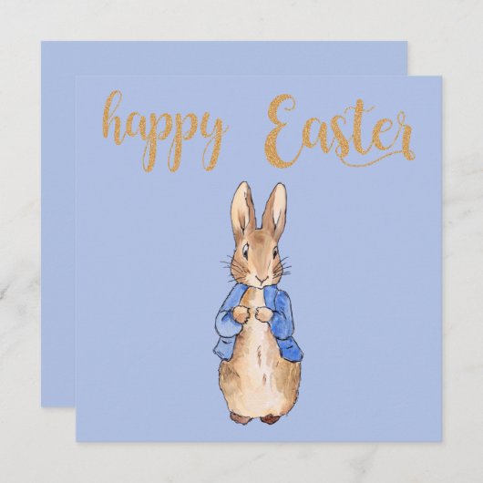 Peter das Kaninchen auf blauem Hintergrund Dankeskarte (Vorne/Hinten)