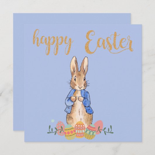 Peter das Kaninchen auf blauem Hintergrund Dankeskarte (Vorne/Hinten)
