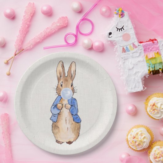 Peter das Kaninchen bläst Kaugummi Pappteller (Party)