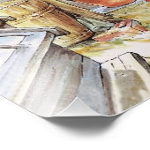 Peter das Kaninchen, das in Gartenschuppen stürzt Fotodruck (Ecke)