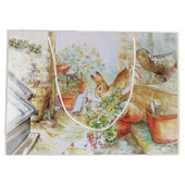 Peter das Kaninchen, das in Gartenschuppen stürzt Große Geschenktüte (Rückseite)