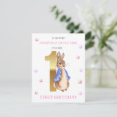 Peter das Kaninchen Erster Geburtstag Gruß (Stehend Vorderseite)