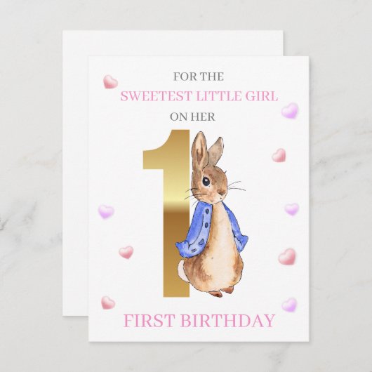 Peter das Kaninchen Erster Geburtstag Gruß (Vorne/Hinten)