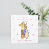 Peter das Kaninchen Erster Geburtstag Gruß Karte (Stehend Vorderseite)