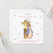 Peter das Kaninchen Erster Geburtstag Gruß Karte (Vorderseite/Rückseite Beispiel)