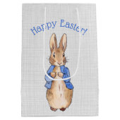 Peter das Kaninchen graue Leinen Happy Oaster Mittlere Geschenktüte (Rückseite)