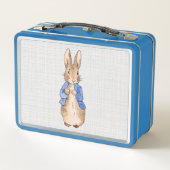 Peter das Kaninchen graue Leinen texturierten Hint Metall Brotdose (Rückseite)