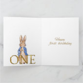 Peter das Kaninchen Happy Erster Geburtstag 1 Karte (Innenseite)