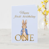 Peter das Kaninchen Happy Erster Geburtstag 1 Karte (Gelbe Blume)