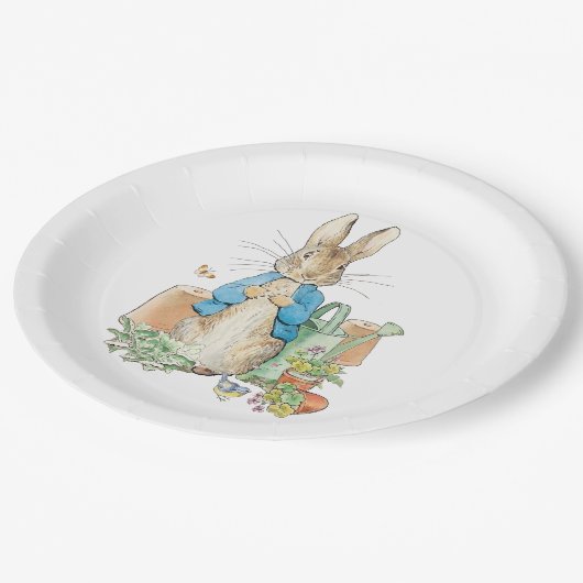 Peter das Kaninchen in seinem Garten Pappteller (Schrägansicht)