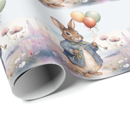 Peter das Kaninchen mit Ballons Geschenkpapier (Rolleneckpunkt)