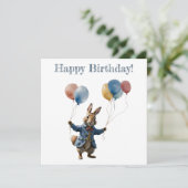 Peter das Kaninchen mit Ballons Glückwunsch Geburt Karte (Stehend Vorderseite)