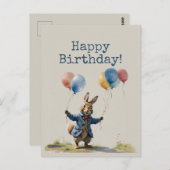 Peter das Kaninchen mit Ballons Glückwunsch zum Ge Postkarte (Vorne/Hinten)