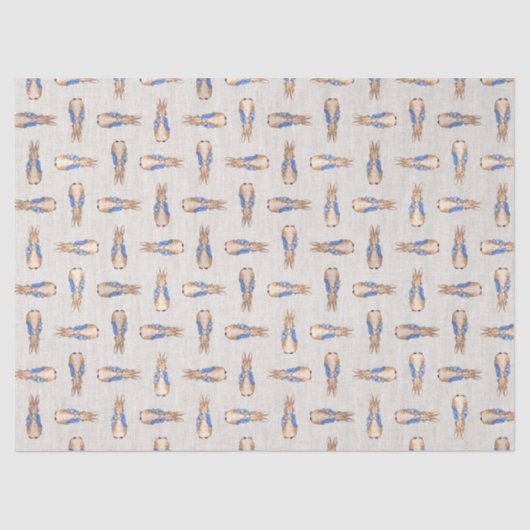 Peter das Kaninchen mit beigefarbener Leinenstrukt Seidenpapier (Vorderseite)