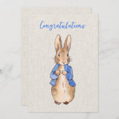 Peter das Kaninchen mit beigem Leinenuntergrund Einladung (Vorne/Hinten)