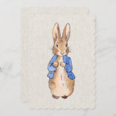 Peter das Kaninchen mit beigem Leinenuntergrund Einladung (Vorne/Hinten)