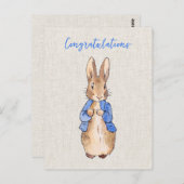 Peter das Kaninchen mit beigem Leinenuntergrund Postkarte (Vorne/Hinten)