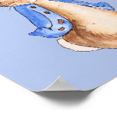 Peter das Kaninchen mit blauem Hintergrund Poster (Ecke)