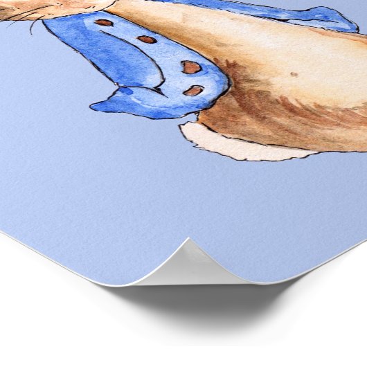Peter das Kaninchen mit blauem Hintergrund Poster (Ecke)