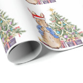 Peter das Kaninchen mit dem Weihnachtsbaum Geschenkpapier (Rolleneckpunkt)