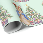 Peter das Kaninchen mit dem Weihnachtsbaum Geschenkpapier (Rolleneckpunkt)