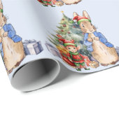 Peter das Kaninchen mit Elf und Weihnachtsbaum Geschenkpapier (Rolleneckpunkt)