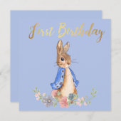 Peter das Kaninchen mit Gold Erstgeburtentext Einladung (Vorne/Hinten)