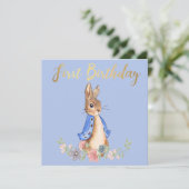 Peter das Kaninchen mit Gold Erstgeburtentext Einladung (Stehend Vorderseite)