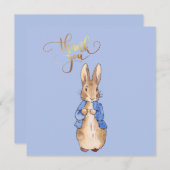 Peter das Kaninchen mit Gold Vielen Dank Text Dankeskarte (Vorne/Hinten)