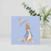 Peter das Kaninchen mit Gold Vielen Dank Text Dankeskarte (Stehend Vorderseite)