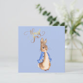 Peter das Kaninchen mit Gold Vielen Dank Text Dankeskarte (Stehend Vorderseite)