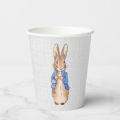 Peter das Kaninchen mit grauer Leinenstruktur Pappbecher (Rückseite)