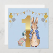 Peter das Kaninchen mit Jemima Erster Geburtstag Einladung (Vorne/Hinten)