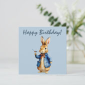 Peter das Kaninchen mit Wren Happy Birthday Karte (Stehend Vorderseite)