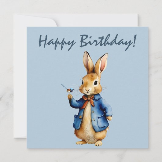 Peter das Kaninchen mit Wren Happy Birthday Karte (Vorderseite)