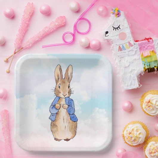 Peter das Kaninchen pastellblau und rosa Wolken Pappteller (Party)