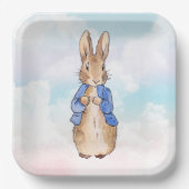 Peter das Kaninchen pastellblau und rosa Wolken Pappteller (Vorderseite)