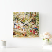 Peter das Kaninchen Quadratische Wanduhr (Zuhause)