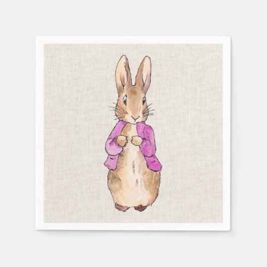 Peter das Kaninchen rosa Jacke beige Leinenstruktu Serviette (Vorderseite)