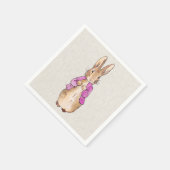 Peter das Kaninchen rosa Jacke beige Leinenstruktu Serviette (Ecke)