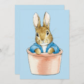 Peter das Kaninchen sitzt in einem Pflanze Pot Dankeskarte (Vorne/Hinten)