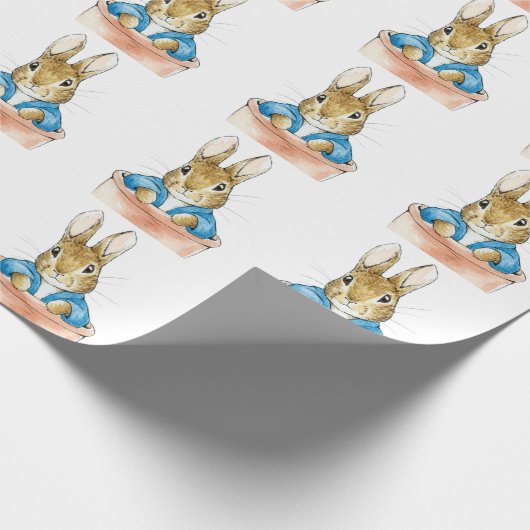 Peter das Kaninchen sitzt in einem Pflanze Pot Geschenkpapier (Ecke)