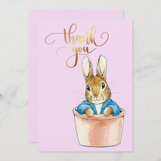 Peter das Kaninchen sitzt in einem Topf Dankeskarte (Vorne/Hinten)