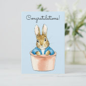 Peter das Kaninchen sitzt in einem Topf Karte (Stehend Vorderseite)