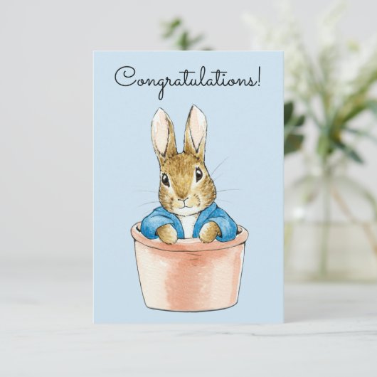 Peter das Kaninchen sitzt in einem Topf Karte (Stehend Vorderseite)