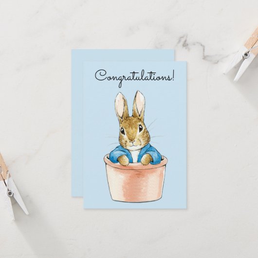 Peter das Kaninchen sitzt in einem Topf Karte (Vorderseite/Rückseite Beispiel)