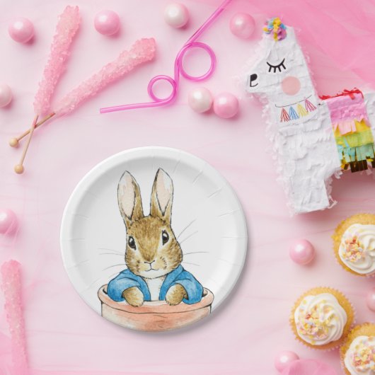 Peter das Kaninchen sitzt in einem Topf Pappteller (Party)