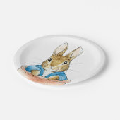 Peter das Kaninchen sitzt in einem Topf Pappteller (Schrägansicht)